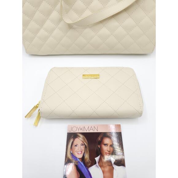 Joy & Iman 100% Leather Tan Handbag With Matching 100% Leather Tan Wallet - Picture 3 of 9